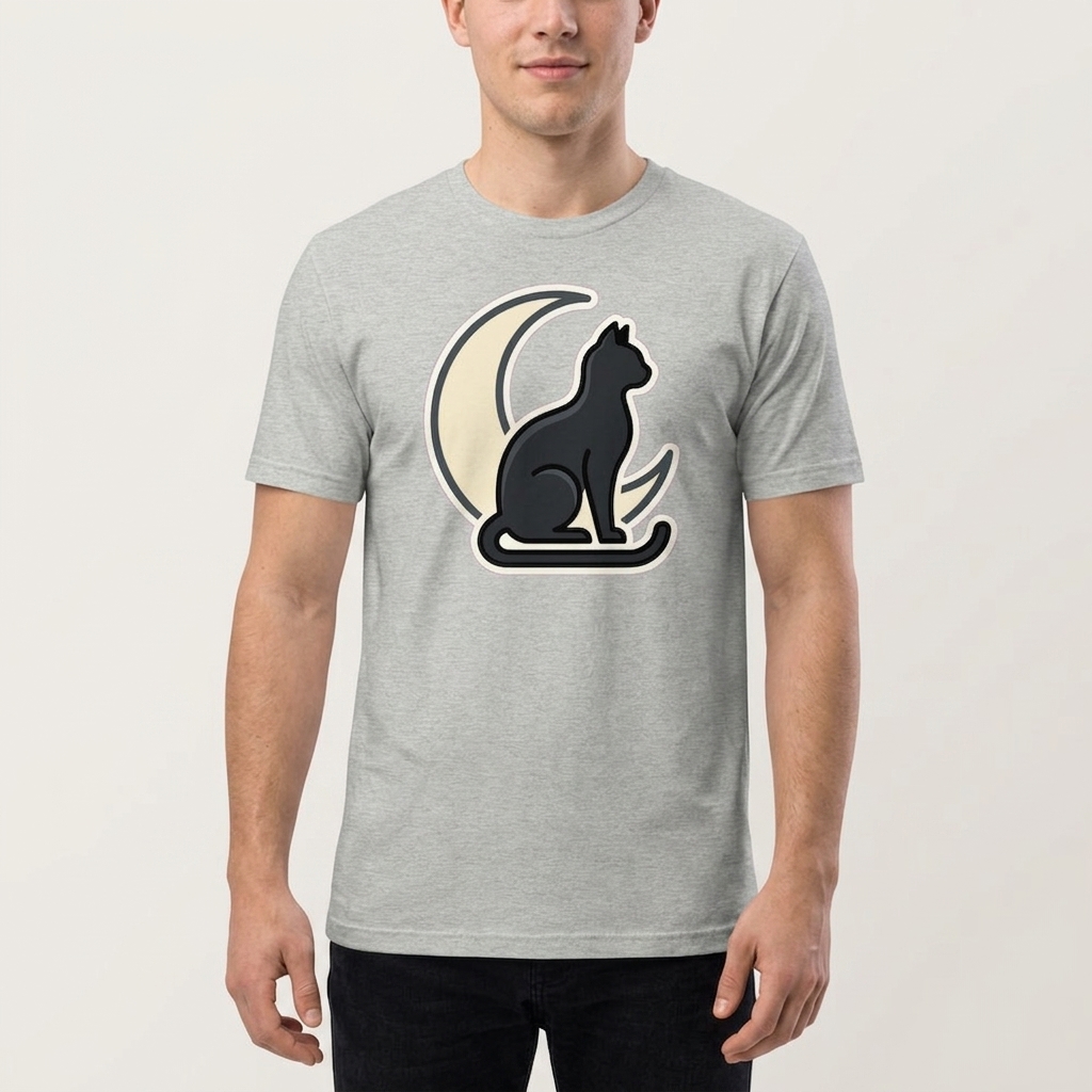 T-shirt Chat Noir Élégant sous la Lune