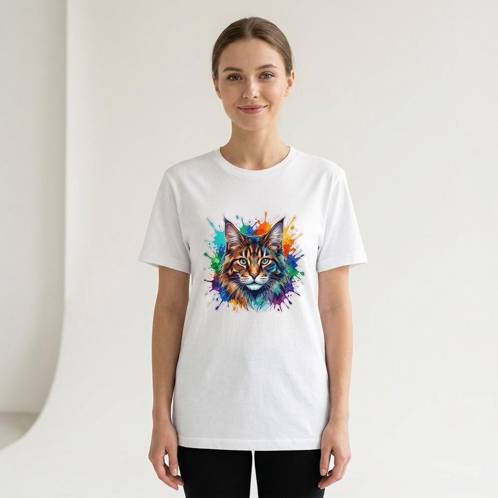 T-shirt Chat Personnalisé Aquarelle