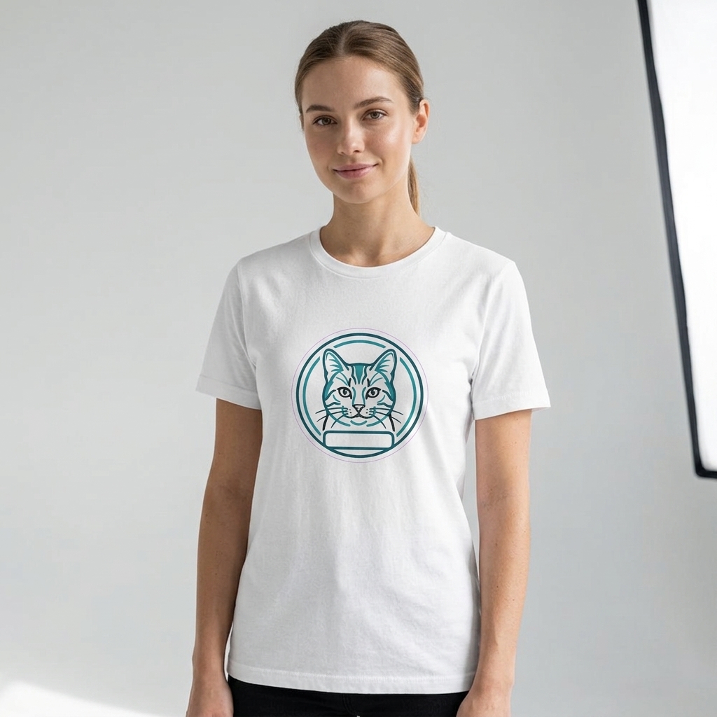T-shirt Chat Personnalisé Style Badge