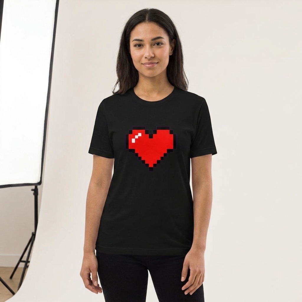 T-shirt Gaming Cœur de Vie Pixel Art