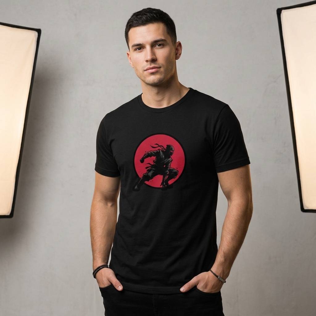 Ninja sous lune rouge