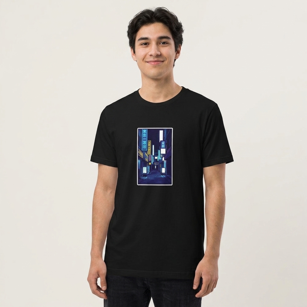T-shirt Tokyo - Ruelle aux Néons Lumineux