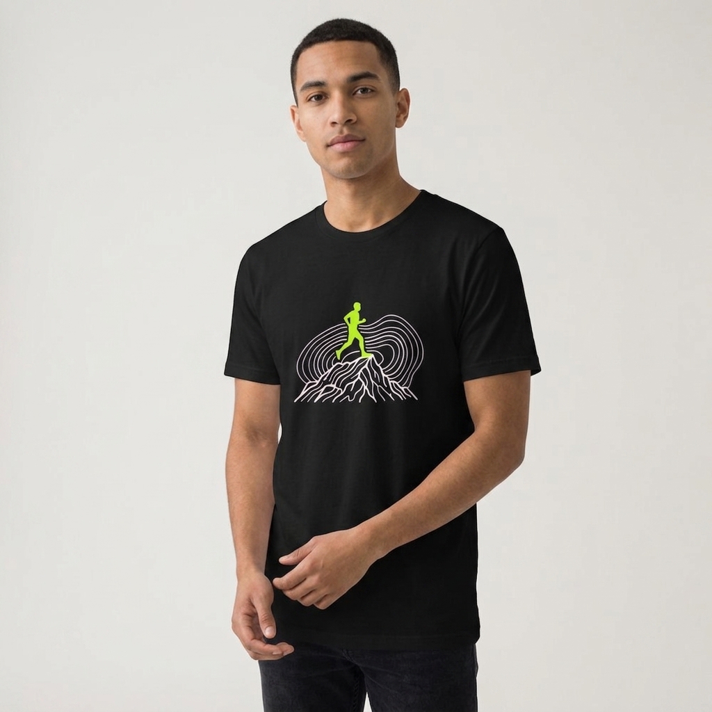 T-Shirt Trail Nocturne Montagne Néon
