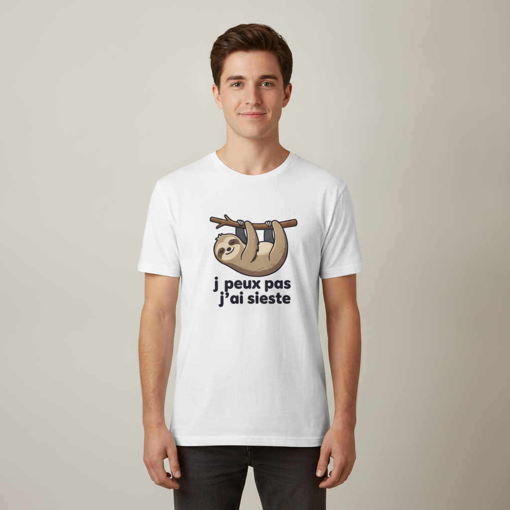 T-shirt Drôle J'peux pas j'ai Sieste